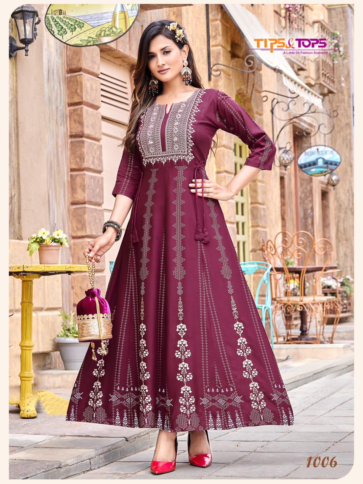 Tips Tops Millie 2 Heavy Long Rayon Printed Festive Wear Kurtis Collection